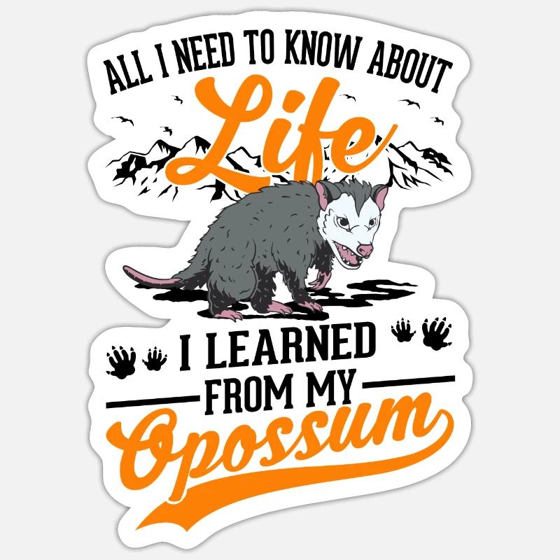 Opossum Cadeau Possum Possum - Sticker taille S (10 x 10 cm) - blanc mat