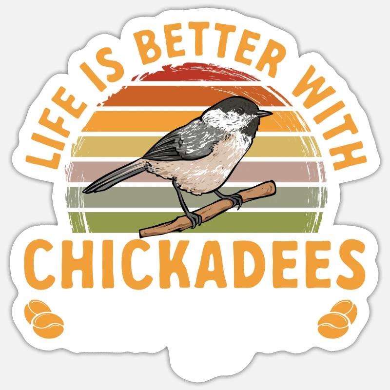 Bird Chickadee Bird Watching - Sticker size S (10 x 10 cm) - white matte