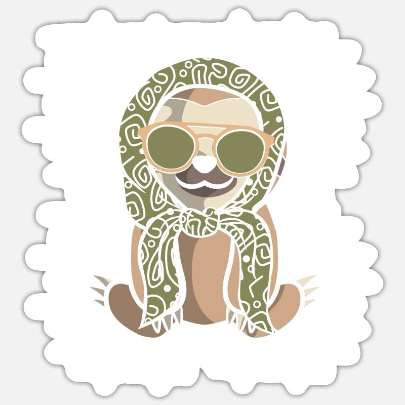 Sloth Sunglasses - Sticker size S (10 x 10 cm) - white matte