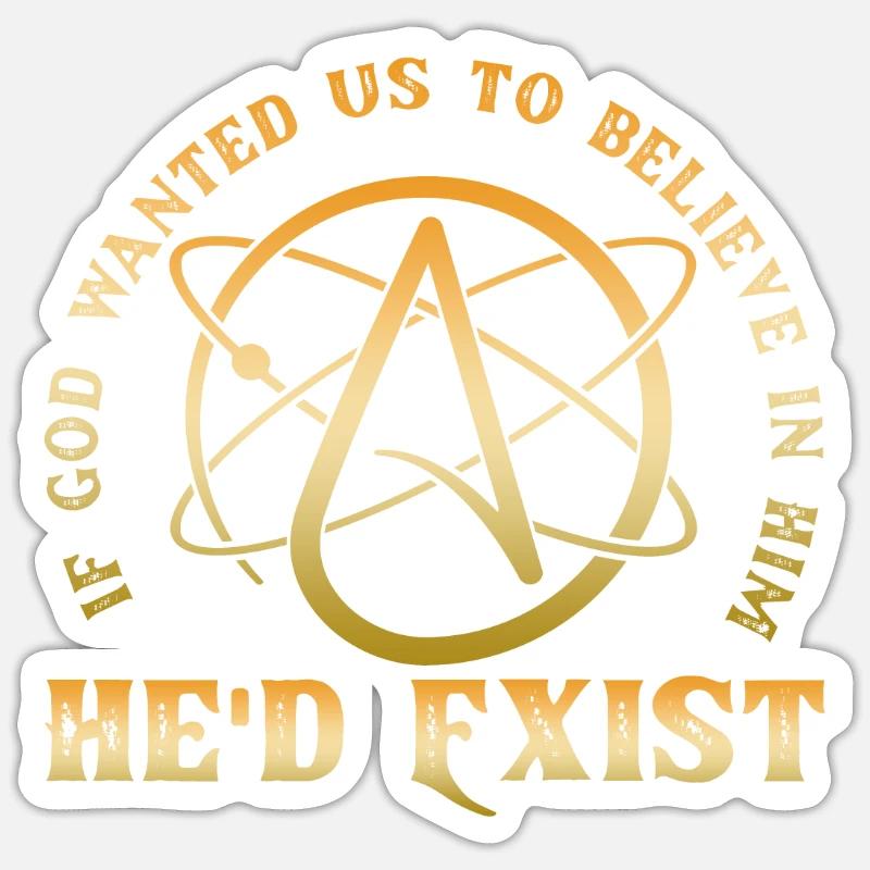 Athéisme athée - Sticker taille S (10 x 10 cm) - blanc mat