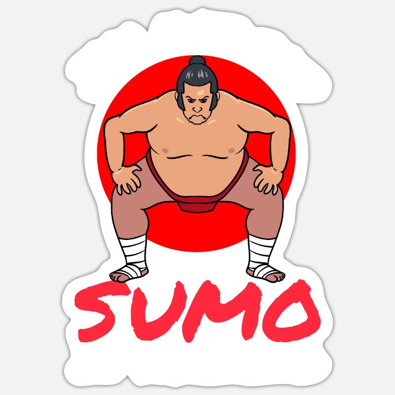 Lutteurs de sumo Lutte de sumo - Sticker taille S (10 x 10 cm) - blanc mat