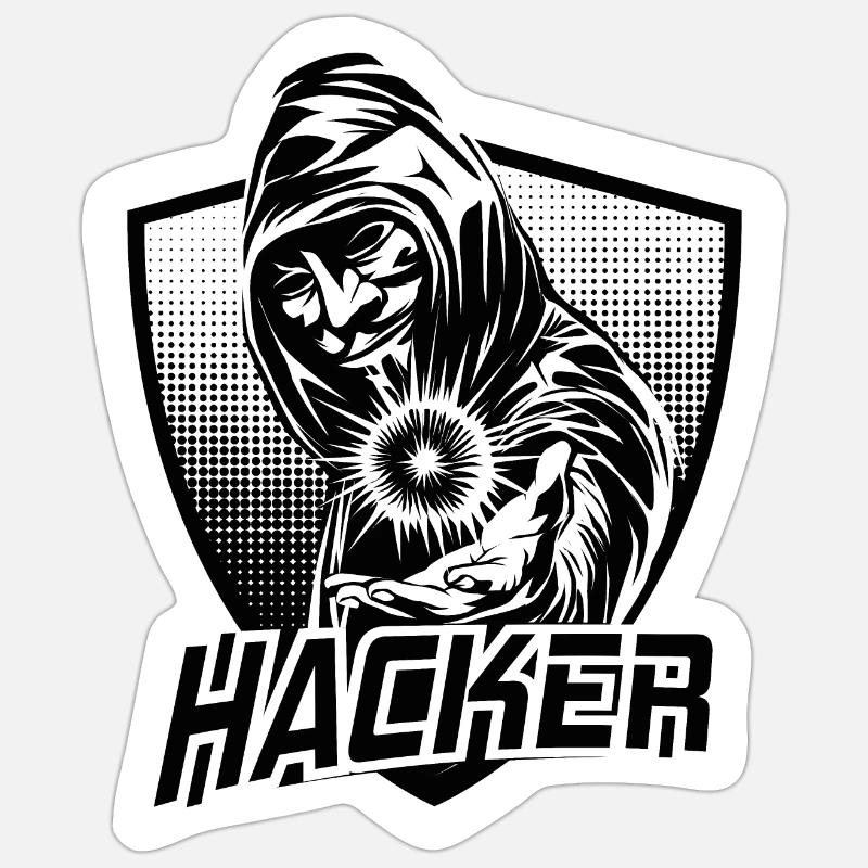 HACKER - Sticker taille S (10 x 10 cm) - blanc mat