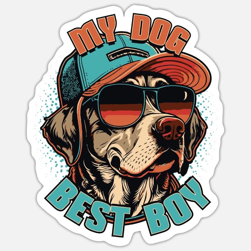 Chien Labrador - Sticker taille S (10 x 10 cm) - blanc mat