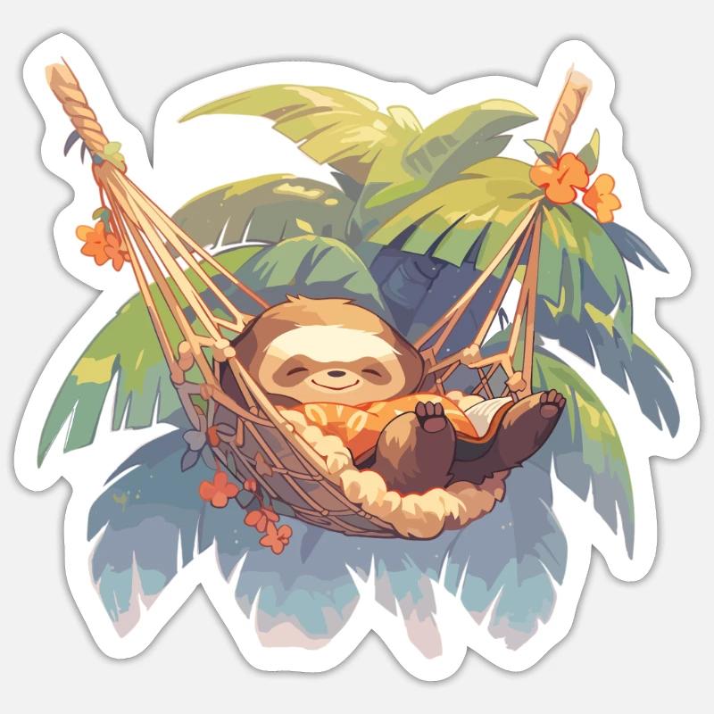 Sloth Hammock Sloths Sloth Palm Sticker size S (10 x 10 cm)