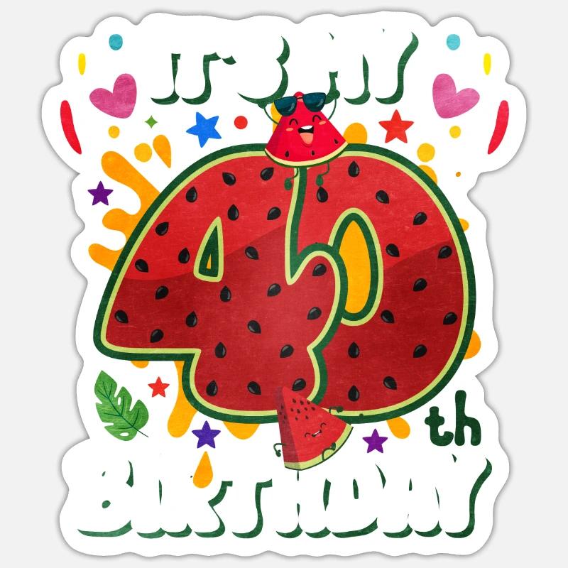40e anniversaire de la pastèque Sticker taille S (10 x 10 cm)