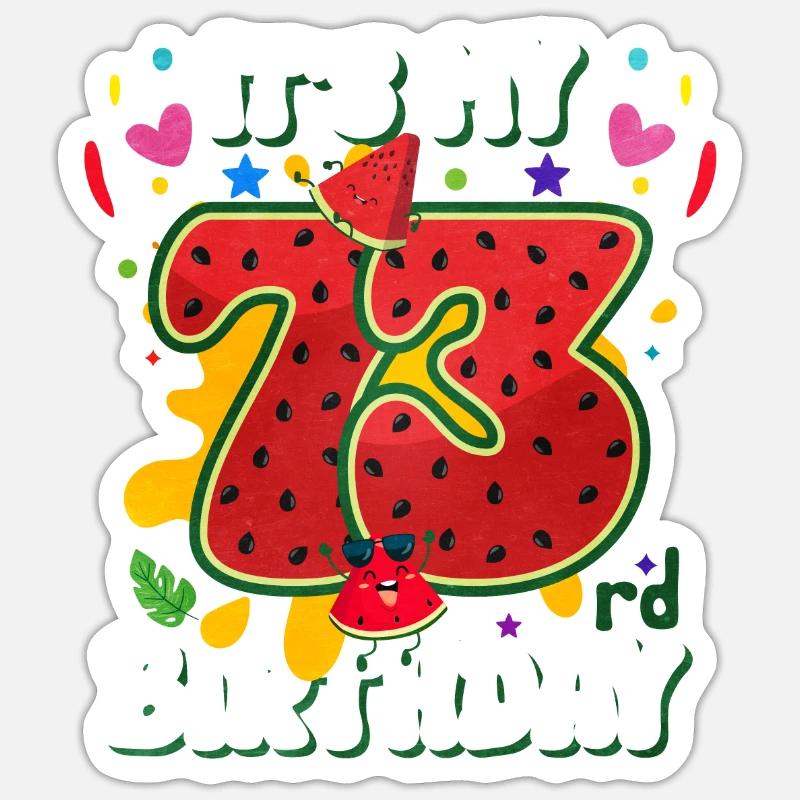 73e anniversaire de la pastèque - Sticker taille S (10 x 10 cm) - blanc mat