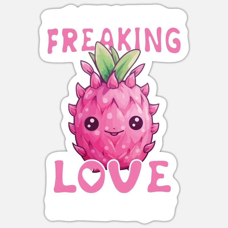 Fruit du dragon Kawaii - Sticker taille S (10 x 10 cm) - blanc mat