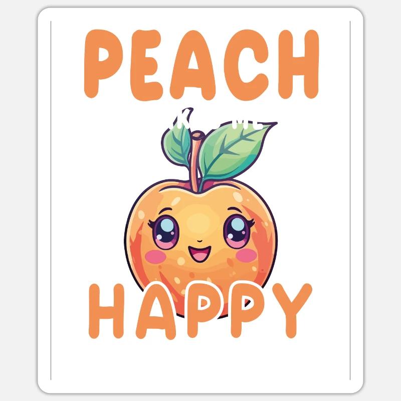 Pêche Kawaii - Sticker taille S (10 x 10 cm) - blanc mat