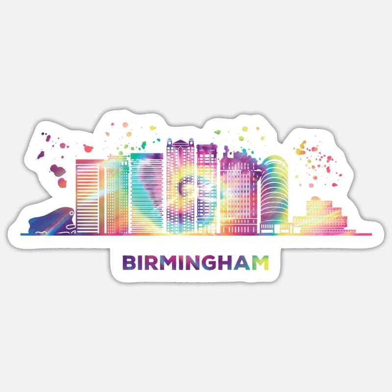 Birminghamer Skyline Birmingham - Sticker Größe S (10 x 10 cm) - Mattweiß