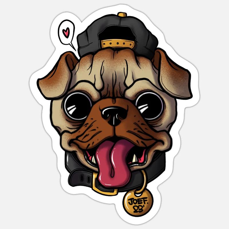 Mops Hund Sticker Größe S (10 x 10 cm)