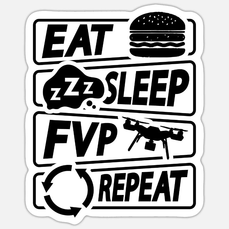 Manger Sleep Fpv Répéter Télécommande Drone Racer Sticker taille S (10 x 10 cm)