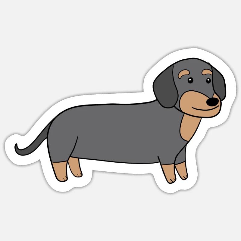 Dackel Dachshund Teckel - Sticker taille S (10 x 10 cm) - blanc mat