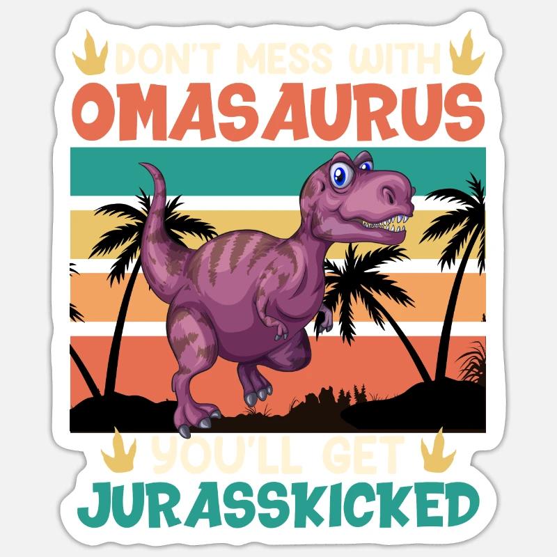 Omasaurus Muttertag Grandma Mama Tag Oma - Sticker Größe S (10 x 10 cm) - Mattweiß