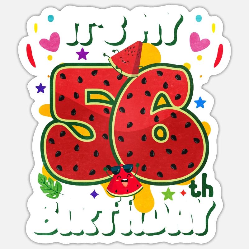 56e anniversaire de la pastèque Sticker taille S (10 x 10 cm)
