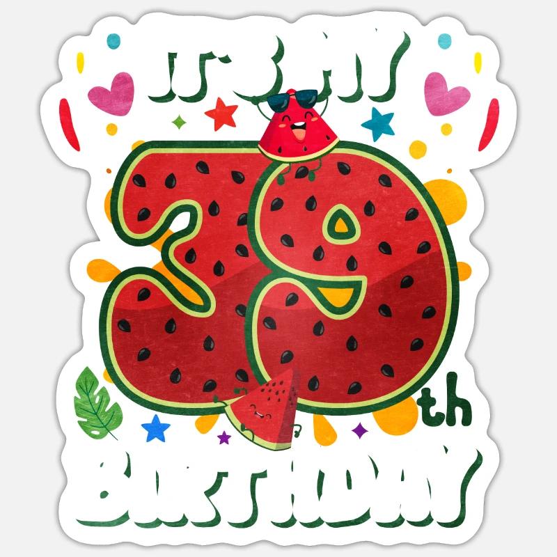 39e anniversaire Pastèque Sticker taille S (10 x 10 cm)