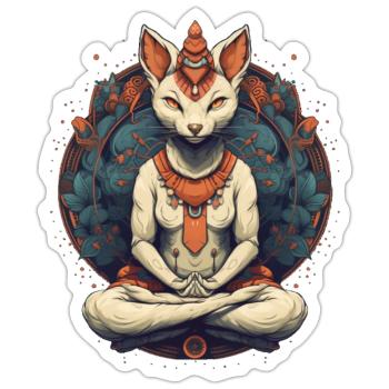 Yoga Cat - Sticker size S (10 x 10 cm) - white matte - Front