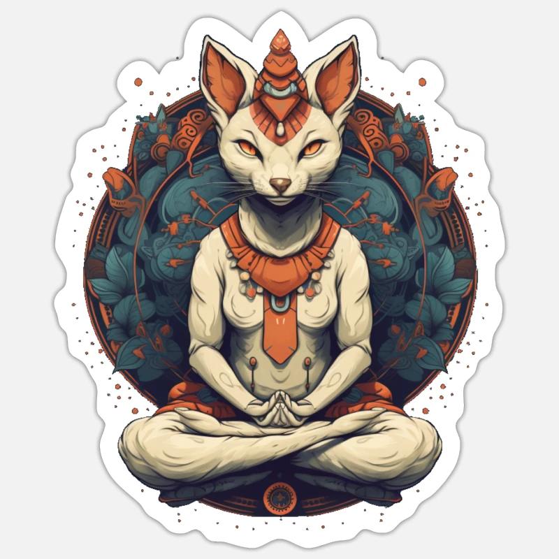 Chat de yoga Sticker taille S (10 x 10 cm)