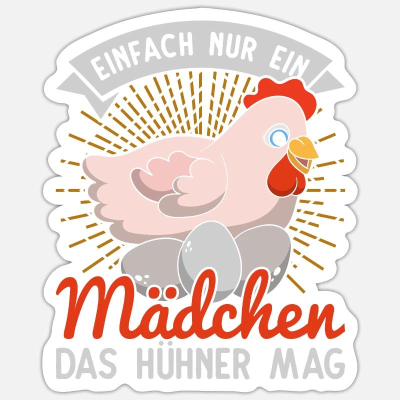 Bauernhof Tier Bäuerin Mädchen Geschenk Huhn - Sticker Größe S (10 x 10 cm) - Mattweiß