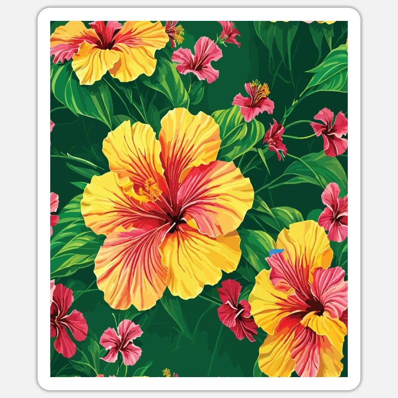 Jungle Pattern Tropical Pattern Rainforest Flowers Sticker taille S (10 x 10 cm)