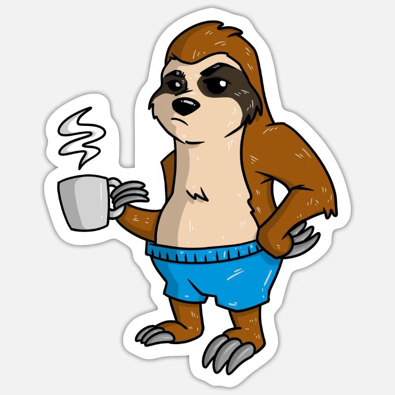 Coffee Sloth - Sticker size S (10 x 10 cm) - white matte