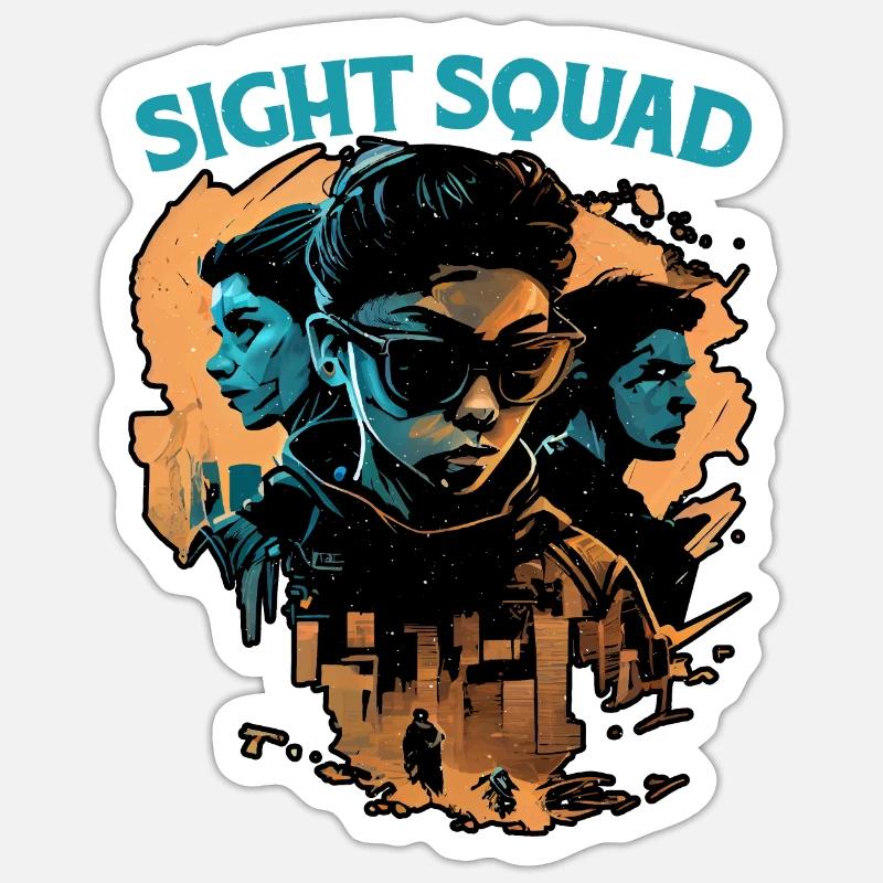 Sight Squad 6 - Sticker taille S (10 x 10 cm) - blanc mat