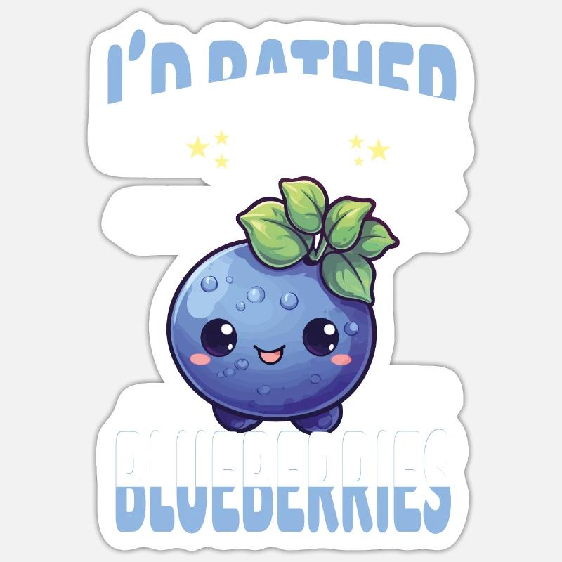 Blaubeere Kawaii - Sticker Größe S (10 x 10 cm) - Mattweiß