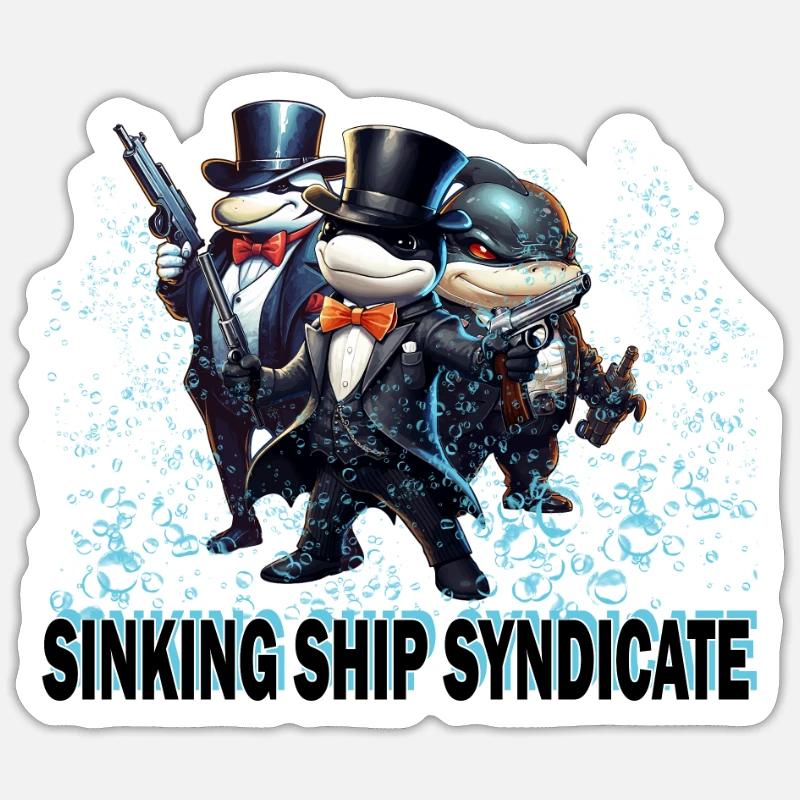 Funny Orca Sinking Ship Syndicate - Orcas Making Sticker Größe S (10 x 10 cm)