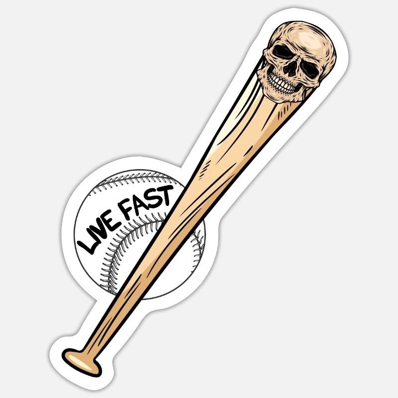 Baseball-Schädel Baseball Skull - Sticker Größe S (10 x 10 cm) - Mattweiß