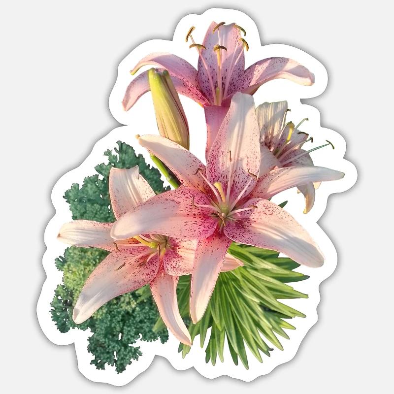 Lys rose - Sticker taille S (10 x 10 cm) - blanc mat