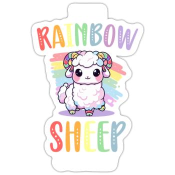 Rainbow Sheep LGBT Lesbisch Schwule Community Stolz - Sticker Größe S (10 x 10 cm) - Mattweiß - Vorne