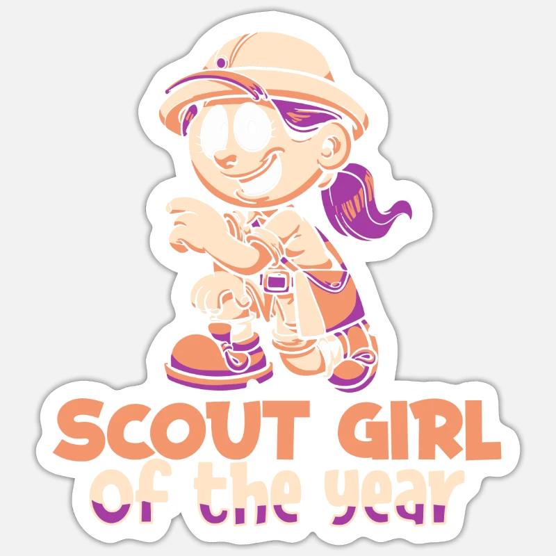 Fille scoute - Sticker taille S (10 x 10 cm) - blanc mat