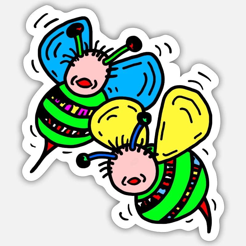 Abeilles - Sticker taille S (10 x 10 cm) - blanc mat