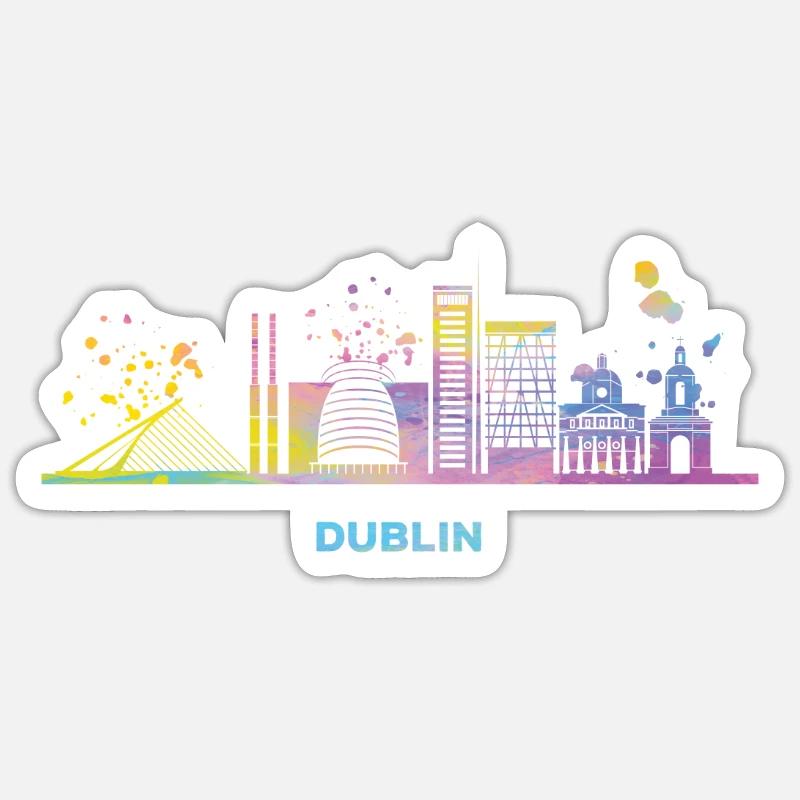 Dublin Skyline Dublin - Sticker taille S (10 x 10 cm) - blanc mat