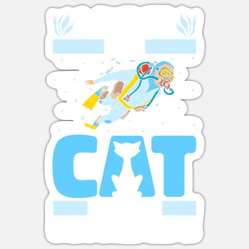Diving Diver Cat Sticker size S (10 x 10 cm)
