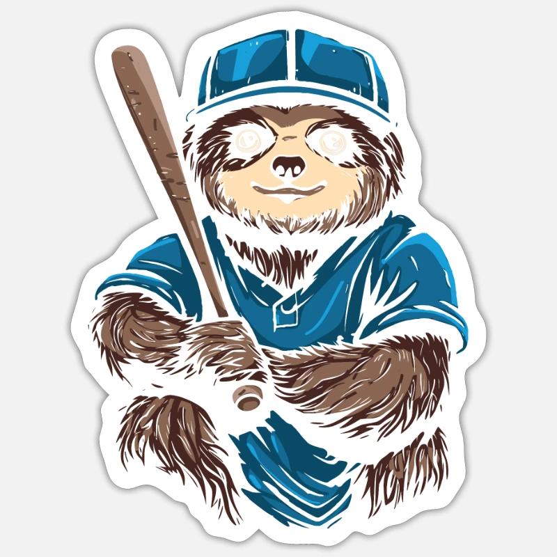 Sloth Cute Sloth Baseball - Sticker size S (10 x 10 cm) - white matte