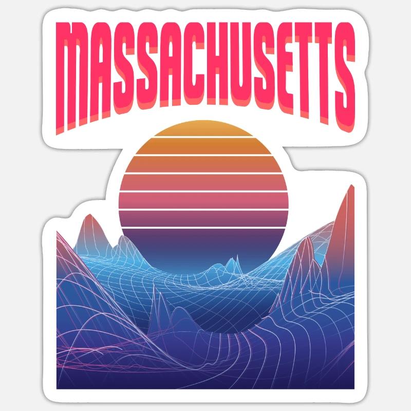 Massachusetts - Sticker taille S (10 x 10 cm) - blanc mat