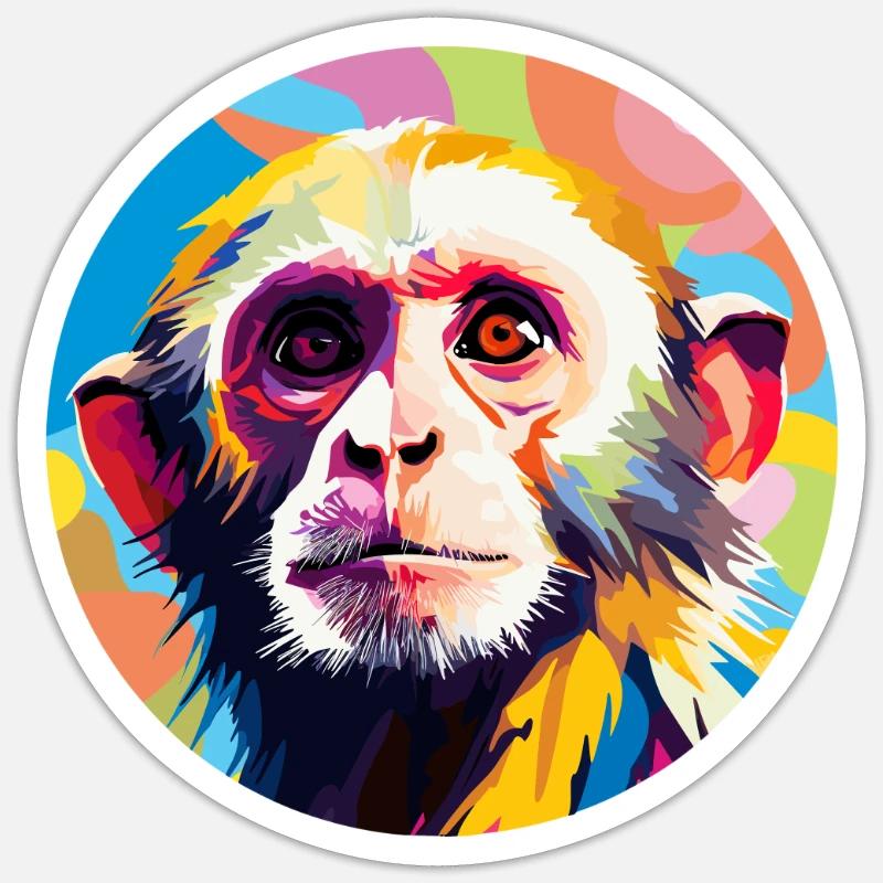 Kapuzineräffchen - Sticker Größe S (10 x 10 cm) - Mattweiß