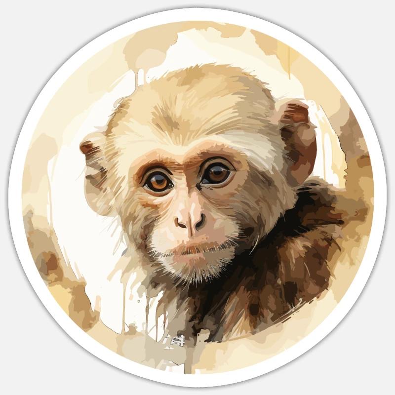 Kapuzineräffchen - Sticker Größe S (10 x 10 cm) - Mattweiß