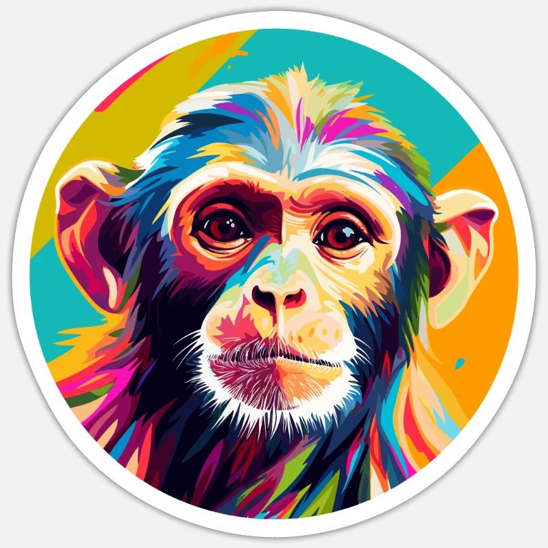 Singes capucins - Sticker taille S (10 x 10 cm) - blanc mat