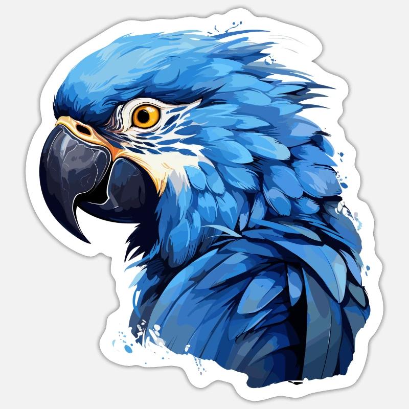 Ara jacinthe - Sticker taille S (10 x 10 cm) - blanc mat