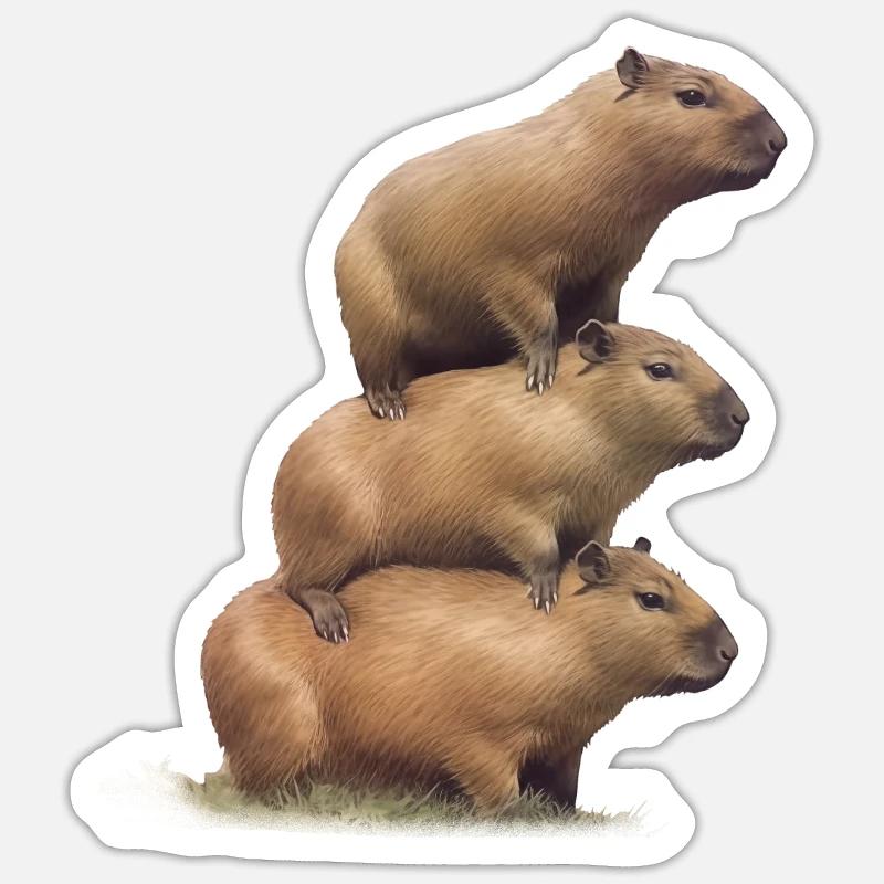 Tour Capybara - Sticker taille S (10 x 10 cm) - blanc mat