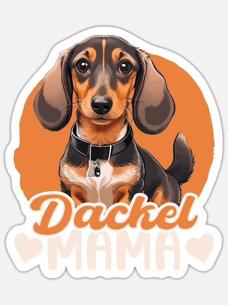 Dackel Mama - Sticker Größe S (10 x 10 cm) - Mattweiß