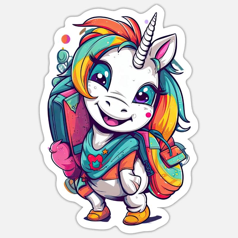 Einhorn Schulkind Einschulung Mädchen Geschenk Sticker Größe S (10 x 10 cm)