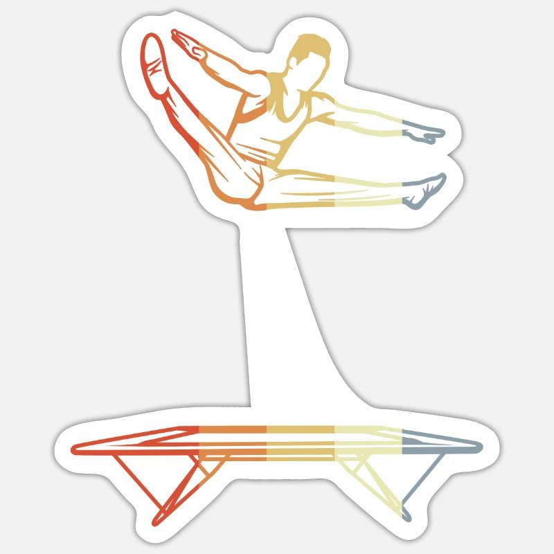 Drôle de garçon trampoline - Sticker taille S (10 x 10 cm) - blanc mat