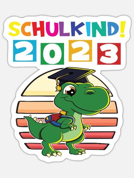 Schulkind 2023 Einschulung 2023 Schulanfang - Sticker Größe S (10 x 10 cm) - Mattweiß