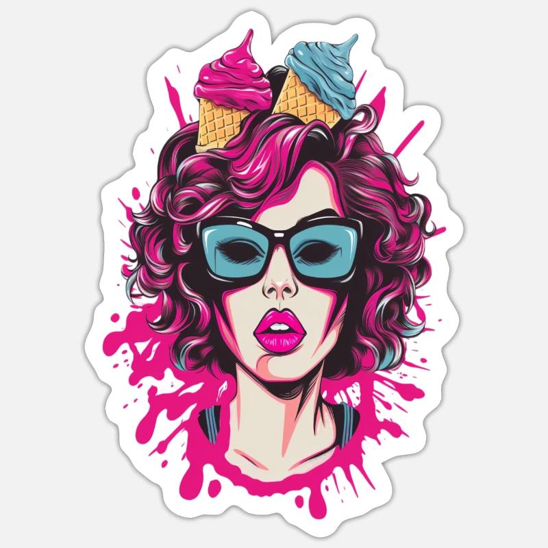 Lebendige Pop-Art Comics Schwester Sticker Größe S (10 x 10 cm)