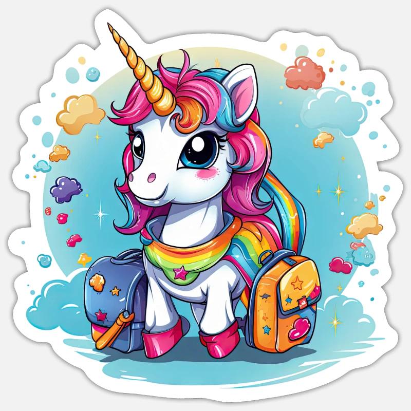 Einhorn Schulkind Einschulung Mädchen Geschenk Sticker Größe S (10 x 10 cm)
