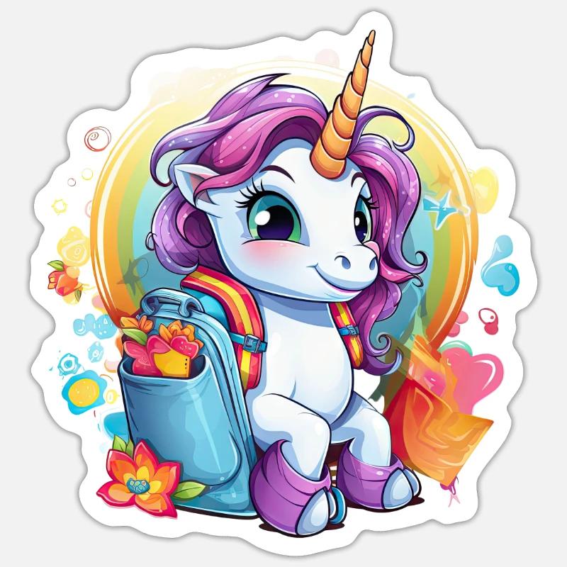Einhorn Schulkind Einschulung Mädchen Geschenk Sticker Größe S (10 x 10 cm)