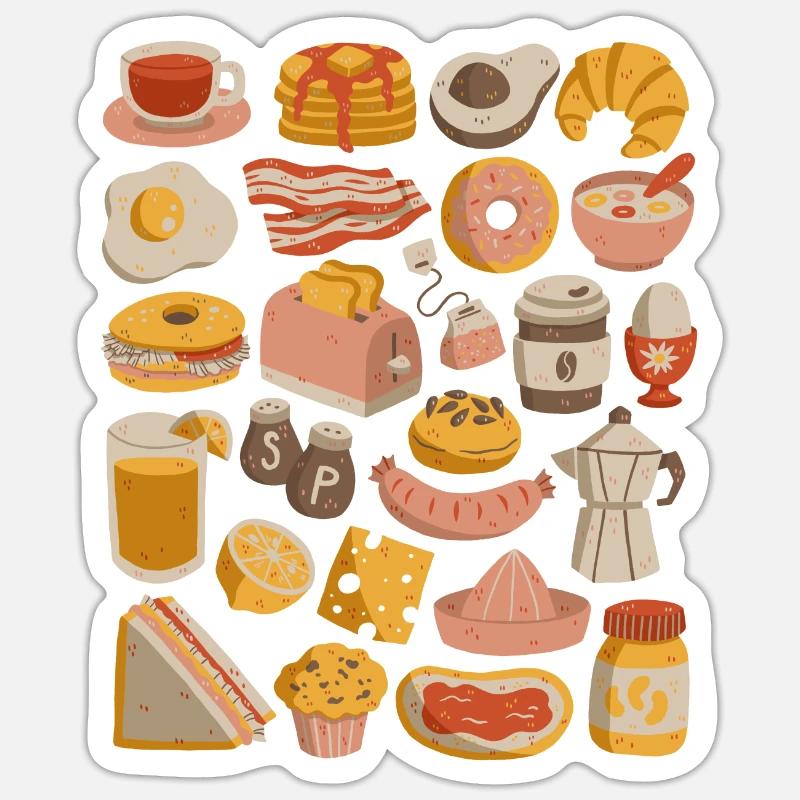Breakfast & Brunch - Sticker size S (10 x 10 cm) - white matte