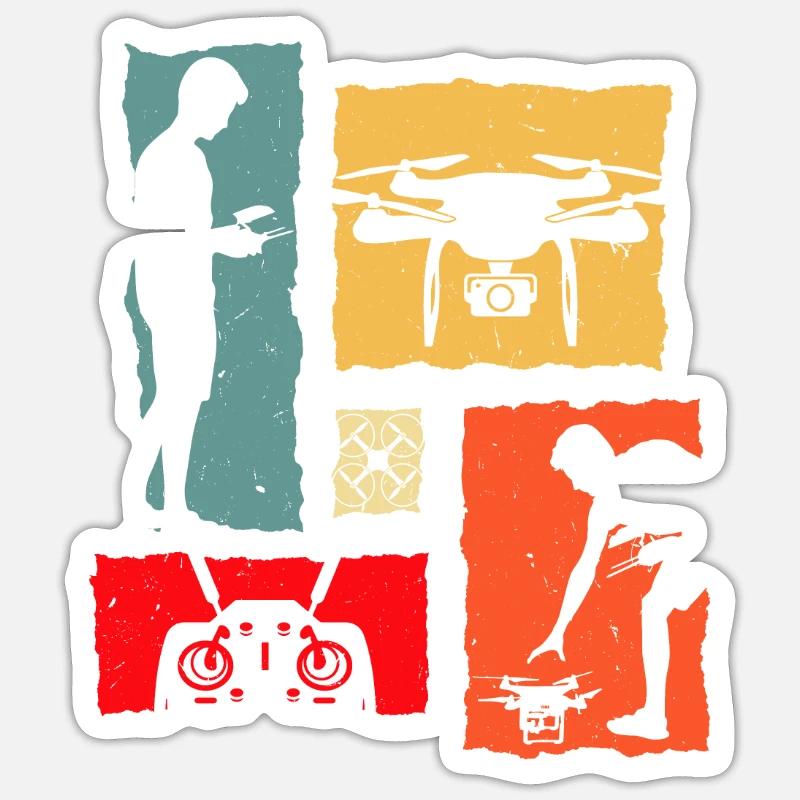 Drone Rétro Sticker taille S (10 x 10 cm)